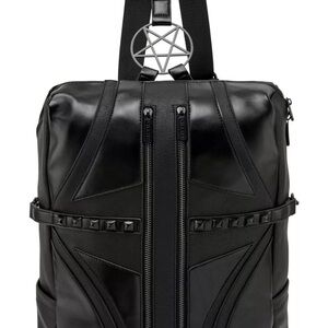 Killstar Black Goetia Vegan Leather Backpack with Studs & Pentagram (NWT)